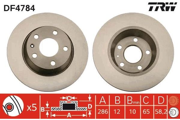 Fren Disk Ayna Arka Sağ ve Sol Audi TT Coupe/Roadster (8J3/8J9)(09.2006->)  TRW DF4784