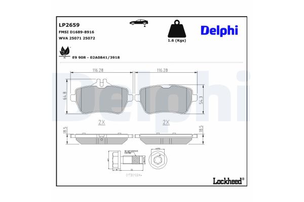 Fren Disk Balata Arka Mercedes SL -Serisi Roadster (BM 231)(2012->)  DELPHI LP2659