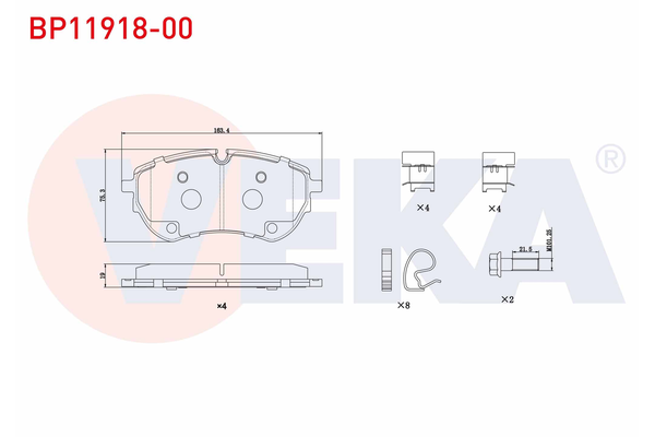 Fren Disk Balata Ön Volkswagen Amarok (S6B)(08.2016->2020)  VEKA BP11918-00