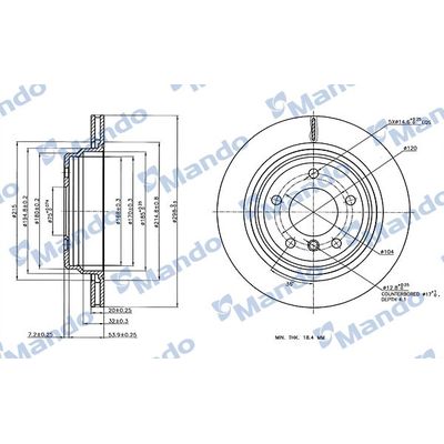 Fren Disk Ayna Arka Sağ ve Sol BMW 5 Serisi Touring (E39)(1997->)  MANDO MBC035419