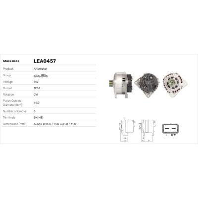 Alternatör  LUCAS ELEKTRIK LEA0457