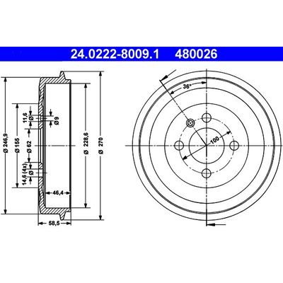 Kampana Arka Sağ veya Sol BMW 3 Serisi Sedan/Coupe (E30)(1982->)  ATE 24.0222-8009.1