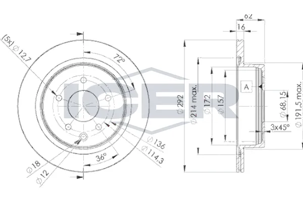 Fren Disk Ayna Arka Sağ ve Sol Nissan X-Trail (T30)(06.2001->)  AYD 50245