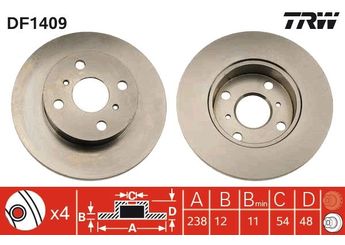 Fren Disk Ayna Ön Sağ ve Sol FERODO DDF412  4351212230 4351212300 4351212500 43512-12230 4351212240 43512-12240 43512-12300 4351212480 43512-12480 43512-12500