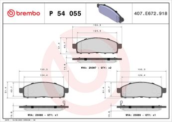 Fren Disk Balata Ön BREMBO P 54 055  6000611054 0006000611054 4605A623 4605B158 4605B233