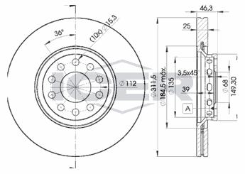 Fren Disk Ayna Ön Sağ ve Sol MGA 50572  8E0615301R 4B0615301A 4B0 615 301 A 8D0615301J 8D0 615 301 J 8E0 615 301 R 3B0615301B 3B0 615 301 B 4B0615301C 4B0 615 301 C