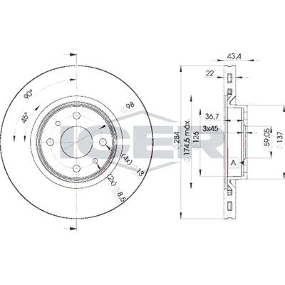 Fren Disk Ayna Ön Sağ ve Sol Fiat Linea (110)(2007->)  AYD 50285