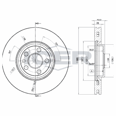 Fren Disk Ayna Ön Sağ ve Sol Lancia Phedra (180)(2002->)  MGA 50688