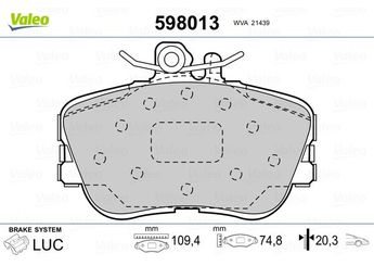 Fren Disk Balata Ön VALEO 598013  A0024202120 24202120 0024202120 24202220 0024202220 54200320 0054200320 54204620 0054204620 A0024202220 A0054200320 A0054204620