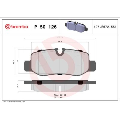 Fren Disk Balata Arka Mercedes Vito P.Van (447)(07.2014->)  BREMBO P 50 126