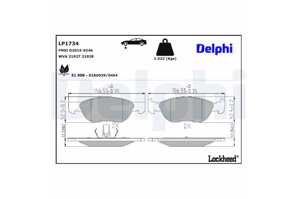Fren Disk Balata Ön Fiat Punto (188) 3/5 Kapı (09.1999->)  DELPHI LP1734