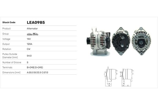 Alternatör  Opel Vectra B 4/5 Kapı (1995->)  LUCAS ELEKTRIK LEA0985