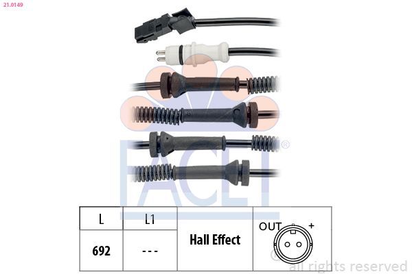 Abs Sensörü Ön Sağ veya Sol Opel Vivaro Kamyonet (07.2006->)  FACET 21.0149