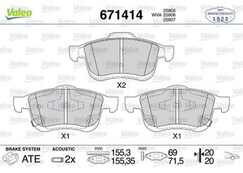 Fren Disk Balata Ön VALEO 671414  77366915 68211488AA 77366590