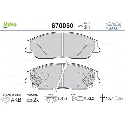Fren Disk Balata Ön VALEO 670050