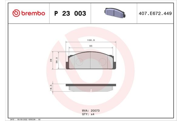 Fren Disk Balata Ön BREMBO P 23 003