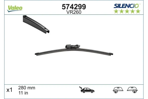 Silecek Süpürgesi Arka  280 mm - 11 inç Volkswagen Golf VII (5G1/BE1)(09.2012->)  VALEO 574299
