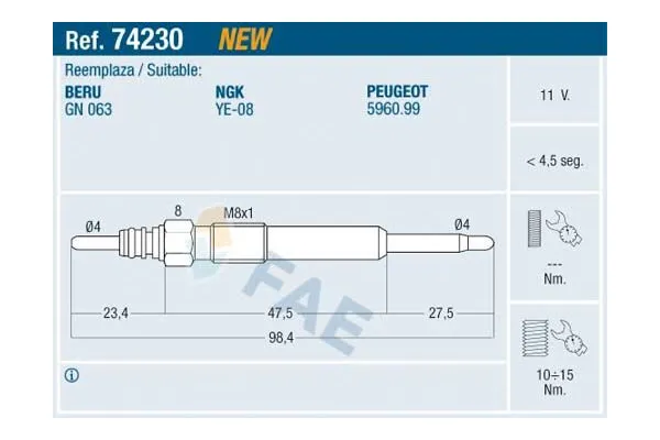 Isıtma Bujisi  Ford Mondeo 4/5 Kapı (CA2)(2007->)  BSG 70-870-009