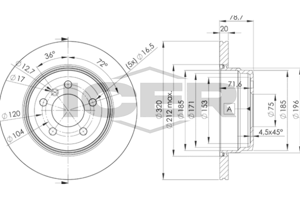 Fren Disk Ayna Arka Sağ ve Sol BMW X5 Serisi (E70)(07.2007->)  WALBURG WBD1514CD