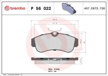 Fren Disk Balata Ön BREMBO P 56 022  410604M526 410602F025 410602F026 410602F027 410604M525 4106071J25 4106071J26 41060BM425 41060F1725 D1060BM40A