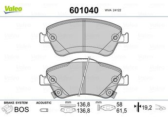 Fren Disk Balata Ön VALEO 601040  446502160 446502200 446502210 04465-02160 04465-02200 04465-02210 446502270 04465-02270 446502370 04465-02370 4465YZZEC 04465-YZZEC