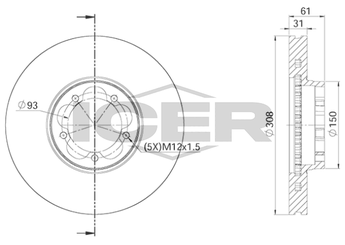 Fren Disk Ayna Ön Sağ ve Sol MAGNETI MARELLI 360704038600  BK311125AC