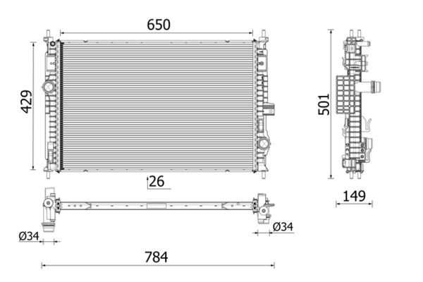 Su Radyatörü  Fiat E- Doblo (361) Combi (2022->)  MAHLE CR 2710 000P