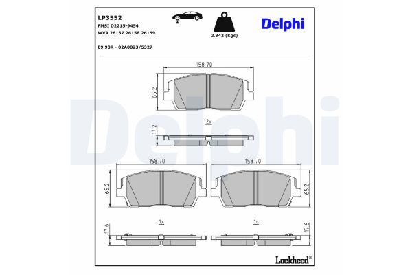 Fren Disk Balata Ön Hyundai Santa Fe (TM)(2018->)  DELPHI LP3552