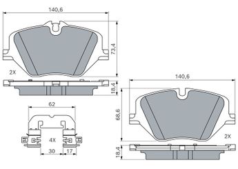 Fren Disk Balata Ön BOSCH 0 986 460 279  986460279 0 986 460 279 34106897141 34 10 6 897 141 34108852291 34 10 8 852 291
