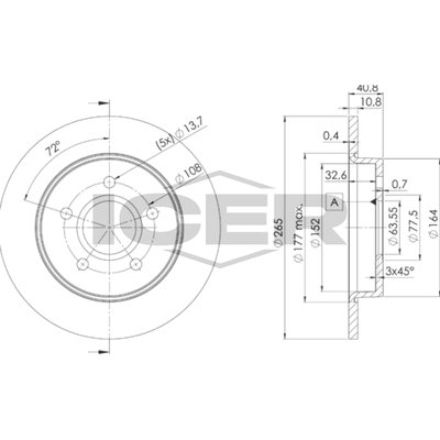 Fren Disk Ayna Arka Sağ ve Sol Ford C-MAX (CB3)(2007->2010)  SWAPP 43024