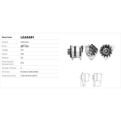 Alternatör  LUCAS ELEKTRIK LEA0281