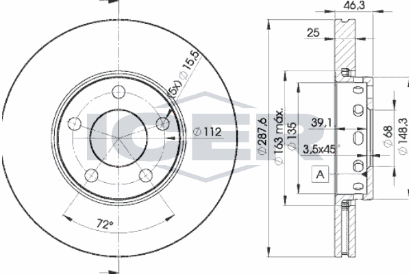 Fren Disk Ayna Ön Sağ ve Sol Audi A4 Sedan (B5)(11.1994->)  BOSCH 0 986 478 546