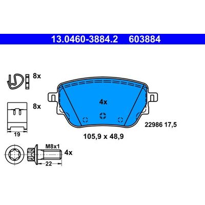 Fren Disk Balata Arka ATE 13.0460-3884.2