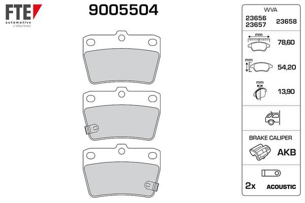 Fren Disk Balata Arka Toyota RAV4 (A2)(2000->)  FTE 9005504