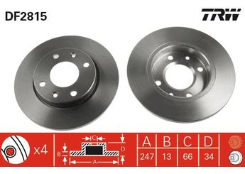 Fren Disk Ayna Ön Sağ ve Sol TRW DF2815  4246R8 169014 1690 14 4246R9 4246 R9 4249A5 4249 A5 4246 R8