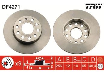 Fren Disk Ayna Arka Sağ ve Sol TRW DF4271  1K0615601L 1K0615601AC 1K0 615 601 AC 1K0615601AJ 1K0 615 601 AJ 1K0 615 601 L 1KD615601 1KD 615 601 8P0098601D 8P0 098 601 D 1KD615601A 1KD 615 601 A
