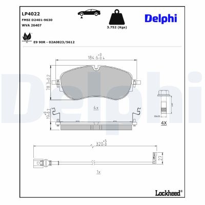 Fren Disk Balata Ön Volkswagen ID.4 (E21)(09.2020->)  DELPHI LP4022