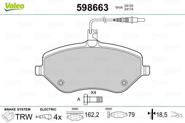 Fren Disk Balata Ön Citroen C5 Tourer (04.2008->)  VALEO 598663