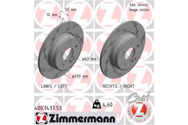 Fren Disk Ayna Arka Sağ ve Sol Mercedes C -Serisi Sedan (BM 202)(04.1993->)  ZIMMERMANN 400.1437.53