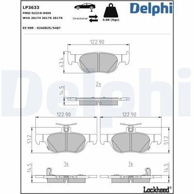 Fren Disk Balata Arka Mazda MX-30 (DR)(05.2020->)  DELPHI LP3633