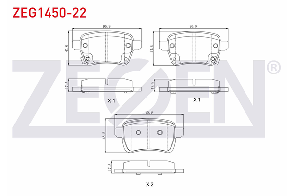 Fren Disk Balata Arka Fiat 500L (351) Living (2013->)  ZEGEN ZEG1450-22