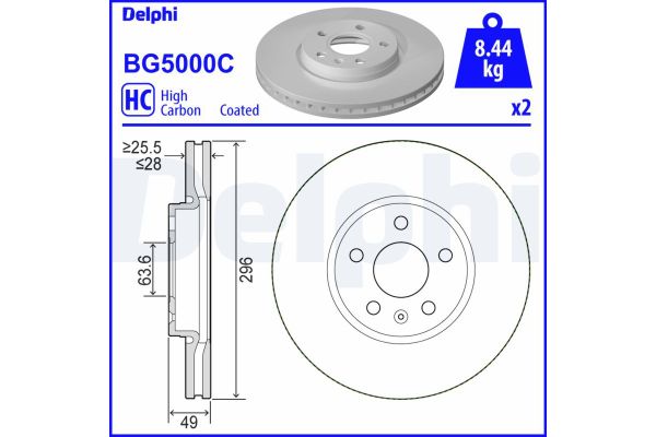 Fren Disk Ayna Ön Sağ ve Sol Volvo S90 Sedan (03.2016->)  DELPHI BG5000C