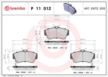 Fren Disk Balata Ön BREMBO P 11 012  K05083853AB 5017843AA 05017843AA 5083853AA 05083853AA 5083853AB 05083853AB 5086364AA 05086364AA 5086364AB 05086364AB K05017843AA K05083853AA K05086364AA K05086364AB