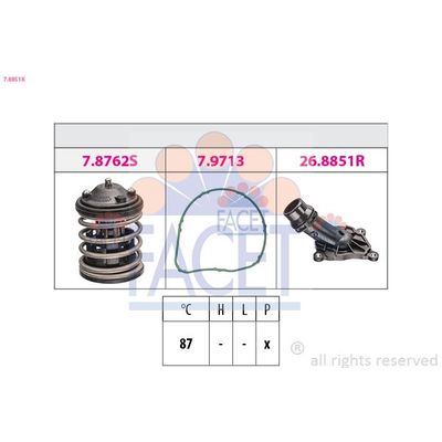 Termostat 87 °C  BMW X3 Serisi (E83)(09.2003->)  FACET 7.8851K