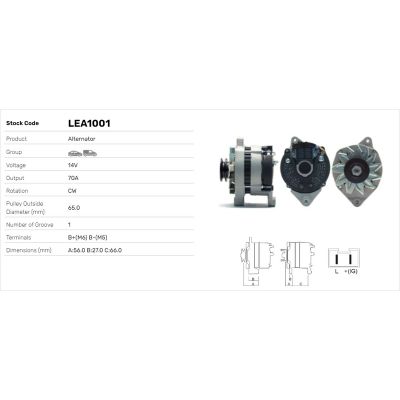 Alternatör  Renault Clio I Faz III (04.1996->)  LUCAS ELEKTRIK LEA1001