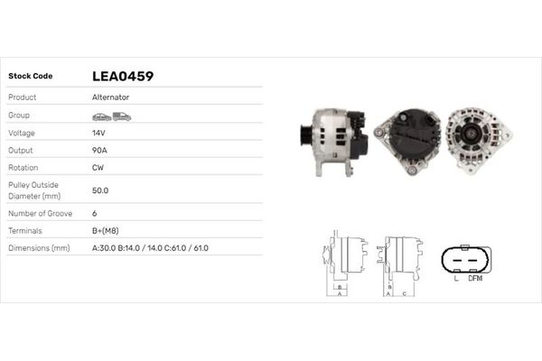 Alternatör  Seat Alhambra (7V8)(01.1996->)  LUCAS ELEKTRIK LEA0459