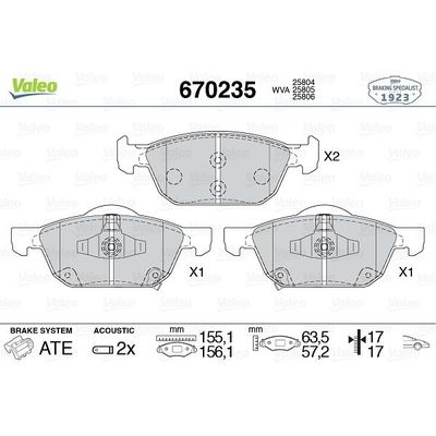 Fren Disk Balata Ön Honda Civic Tourer (FK)(01.2014->)  VALEO 670235