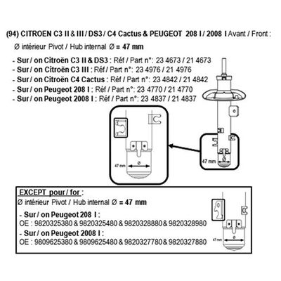 Amortisör Ön Sol Citroen C3 (08.2016->)  PSA ORJINAL 9820948680