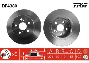 Fren Disk Ayna Arka Sağ ve Sol TRW DF4380  4243105040 42431-05040