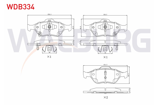 Fren Disk Balata Ön Toyota Yaris (KSP9/SCP9/NLP9)(2006->)  WALBURG WDB334